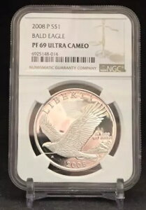 2008 P �n�N�g�E���V - $1 - NGC PF69 UC - �V���o�[ �R�C�� - �u���E�� ���x�� /w OGP