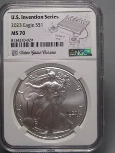 US Invention Series 2023 Silver Eagle NGC MS70 �r�f�I �Q�[�� �R���\�[���B COA 7K