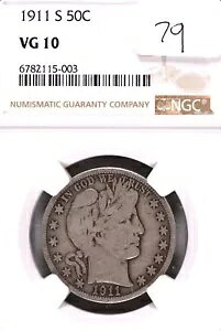 1911-S �o�[�o�[ �V���o�[ �n�[�t�_���[ NGC VG-10 #5-003