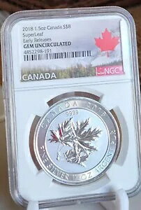 2018 Ji_ 1.5 IX Vo[ $8 SuperLeaf NGC [X WF 