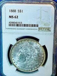 1888 モーガン シルバー ダラー NGC MS62 素晴らしいストライクと光沢