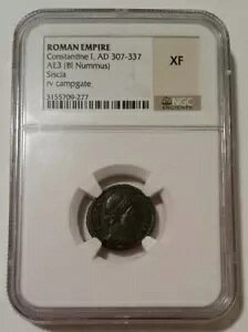 ���[�}�鍑 �R���X�^���e�B�k�X 1 �� AD 307-337 AE3 BI Nummus Siscia Mint NGC