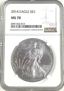 ? 2014 �A�����J�� �C�[�O�� �h�� MS 70 NGC 1 �I���X .999 �V���o�[ ������ $1 �R�C��
