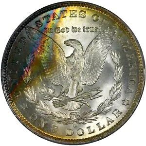 1884-O モーガン シルバー ダラー $1 - PCGS MS65 レインボー トーニング