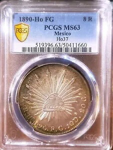 LVR 1890 Ho FG 8 REALES - f炵؋̂悤ȕ\ ~ PCGS MS 63 ~ S[WX