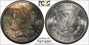 1881-S ���[�K�� �V���o�[ �_���[ PCGS MS 63 �G�������h �O���[���̔h��ȃ^�[�~�i�����F