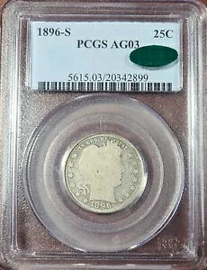 1896-S Barber US �N�H�[�^�[ PCGS AG03 CAC �X�e�b�J�[�t�� - �d�v�ȓ��t