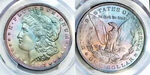 1887-P PCGS MS65 ���[�K�� $ �S�[�W���X�ȁuPQ�v�N�₩�ȃJ���t���ȃ��C���{�[���F (�r�f�I)