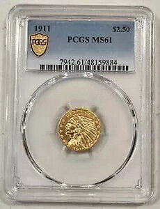 1911N $2.50 CfBA NH[^[ C[O  PCGS MS61
