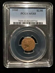 1908 CfBA wbh S[h NH[^[ C[O $2.5 PCGS AG03 [{[ WXg Zbg A