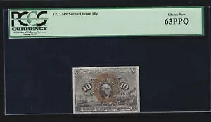 US 10c ʉݑ 2  18-63 & T-1 t@Co[y[p[ FR 1249 PCGS 63 PPQ