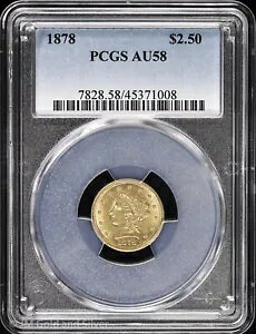1878�N $2.50 �S�[���h ���o�e�B �w�b�h�N�H�[�^�[ �C�[�O�� PCGS AU 58 �قږ�����