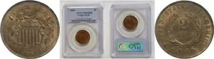 1864 2C �傫�ȃ��b�g�[ 2 �Z���g �s�[�X PCGS MS-65 RB