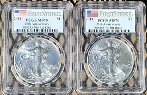 2011 USD $1 2 �g���C �I���X �V���o�[ �A�����J�� �C�[�O�� PCGS MS70 �t�@�[�X�g �X�g���C�N �V�[�P���V���� #S