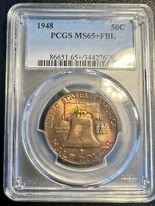 �����X�^�[�g�[�� 1948 �t�����N���� �n�[�t�_���[ PCGS MS65+FBL ���C���{�[ �t�� �x�� ���C��