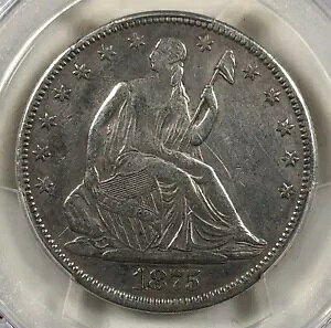 1875-CC 50c �V�[�e�b�h ���o�e�B �n�[�t�_���[�B PCGS �̔��ɍׂ����f�B�e�[���B�j�[�X �J�[�\���V�e�B