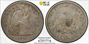 1843 着席リバティ シルバー ドル $1 PCGS XF 詳細 クリーニング済み 4148