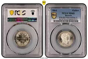 �h�C�c�A�M���a�� 1/2 �V���o�[ �O���f�� 1864 �}�N�V�~���A�� 2 �� PCGS MS65 �R�C�� BU