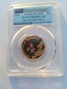 2016 �N�b�N���� $20 Brexit �S�[���h 1/10 �I���X �R�C�� PCGS PR69DCAM COA �t�@�[�X�g�X�g���C�N�t��