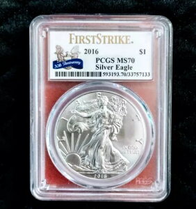 PCGS 2016 MS70 �A�����J�� �V���o�[ �C�[�O�� 30 ���N�L�O�t�@�[�X�g �X�g���C�N ���x�� - A1!