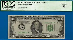 1934 $100 FRN ���b�`�����h �X�^�[ PCGS 30 �� 6 �̂ݒm���Ă��郊�b�`�����h �X�^�[ Fr 2152-E*