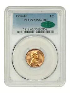 1954-D 1C PCGS/CAC MS67RD - �����J�[�� �Z���g (�E�B�[�g ���o�[�X) - �~���g �u���[�������J!
