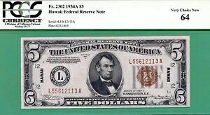 ハワイ 1934A $5 FRN - PCGS CU 64 - Fr 2302 LA ブロック - 1934 A ハワイ - PCGS CU 64