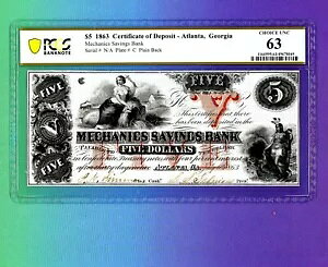 1863 N Ag^ W[WAB@B~s $5 x̒ʉ PCGS 64 FINEST