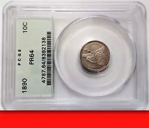 1890 PCGS PR64 OGH 590 Minted PROOF �S�[�W���X�ȕ�΂̊O�ρI 1993 SLAB �V�[�e�b�h�_�C�� 10C