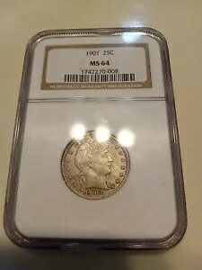 1901 Barber Quarter Ngc MS64 ���Ɋ� 73 �̂� ����܂łɃO���[�W�h MS 64 ���؍ς�