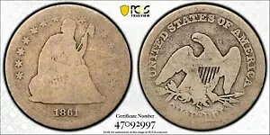 1861 S ���ȃ��o�e�B �N�H�[�^�[ 25C PCGS AG03 �I���W�i���̊󏭂ȓ��t 2878