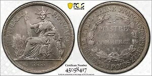 F075 ���A FRENCH INDO-CHINA.1888-A Piastre Lec-269 PCGS �{���� XF �ڍ�