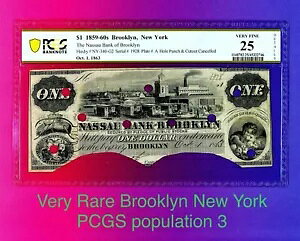 1863 �N �u���b�N�����̃i�b�\�[��s 1 �h�� �j���[���[�N����x�ꎆ�� PCGS 25 ���Ɋ�