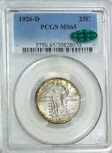 1926-D �X�^���f�B���O ���o�e�B �N�H�[�^�[ PCGS MS65 CAC �������F�ƌ��� PQ #B597