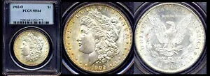 1902-O $1 PCGS MS64 IWi̐Fƕ\ʂ̃Vo[ƂfGȃS[hJ[ M