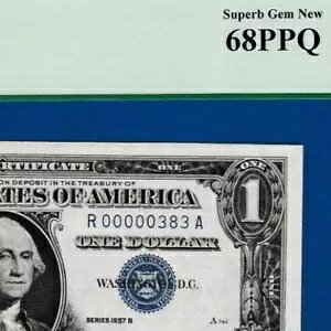 $1 1957 B Vo[ؖVAԍ R 00000383 A PCGS 68 PPQ Fr.1621