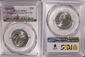 2020 W �g�[���O���X �v���[���[ NP �N�H�[�^�[ 25c PCGS MS67 �v���r�[ �}�[�N V75