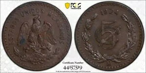 1924-Mo PCGS AU58 |���L�V�R �E�� �Z���^�{ 5c �R�C�� #33404A