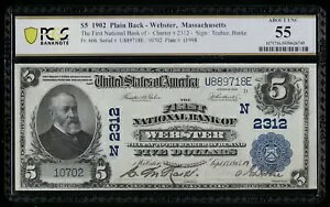 SC 1902 $5 �}�T�`���[�Z�b�c�B�E�F�u�X�^�[������s �������� PCGS 55 (718E)