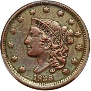 1838 N-14 R-4 PCGS XF 詳細 マトロンまたはコロネット ヘッド ラージ セント コイン 1c