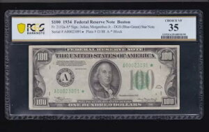 US 1934 $100 FRN �{�X�g�� DGS �X�^�[ �m�[�g* FR 2152a-A* PCGS 35 Ch VF (091*)