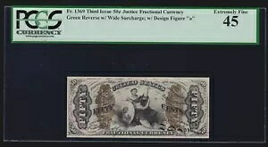 US 50c �[���ʉ݃W���X�e�B�X�m�[�g�A�ua�v�t�� FR 1369 PCGS 45 Ch XF (-022)