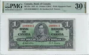 1937 BOC BC-21c $1 Gor/Tow SN#O/M 0000111 PCGS VF-30 EPQ�ALOW SER# �o�C�i�� �m�[�g