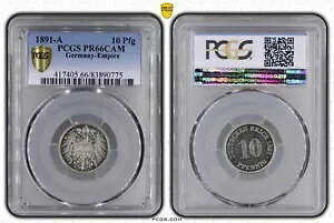 �R�C�� 10 �t�F�j�q 1891 A �z���_�[ PCGS PR66CAM �v���[�t PP TOP POP 2/0 nswleipzig-