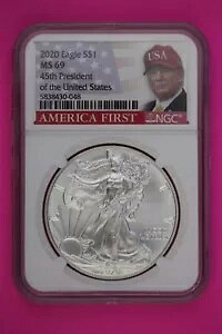 �h�i���h �g�����v ���x�� 2020 MS 69 �V���o�[ �A�����J�� �C�[�O�� NGC �F�� �O���[�h 607