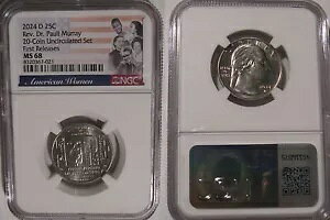 2024 D Rev Dr Pauli Murray 25c NGC MS 68 �A�����J���q�N�H�[�^�[ �t�@�[�X�g�����[�X