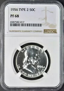 1956 50C �^�C�v 2 �t�����N���� �n�[�t�_���[ - NGC PF 68 - ?COINGIANTS?