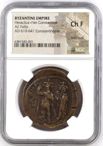 NGC Choice Fine 40 Nummi (Follis) Heraclius �� Heraclius Constantine�B���� 640 �N