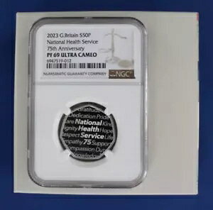 2023 �V���o�[ �v���[�t 50 �y���X �R�C���uNHS 75th Anniversary�vNGC �O���[�h PF69 �P�[�X�t��