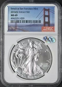 2016-S アメリカン シルバー イーグル - エース検証済み NGC MS69 ブリッジ ラベル ?COINGIANTS?